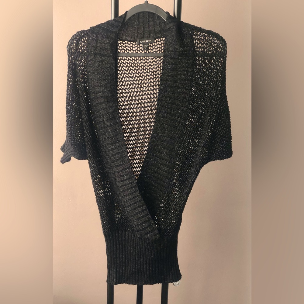 bebe Knitted Black Stretch Top
